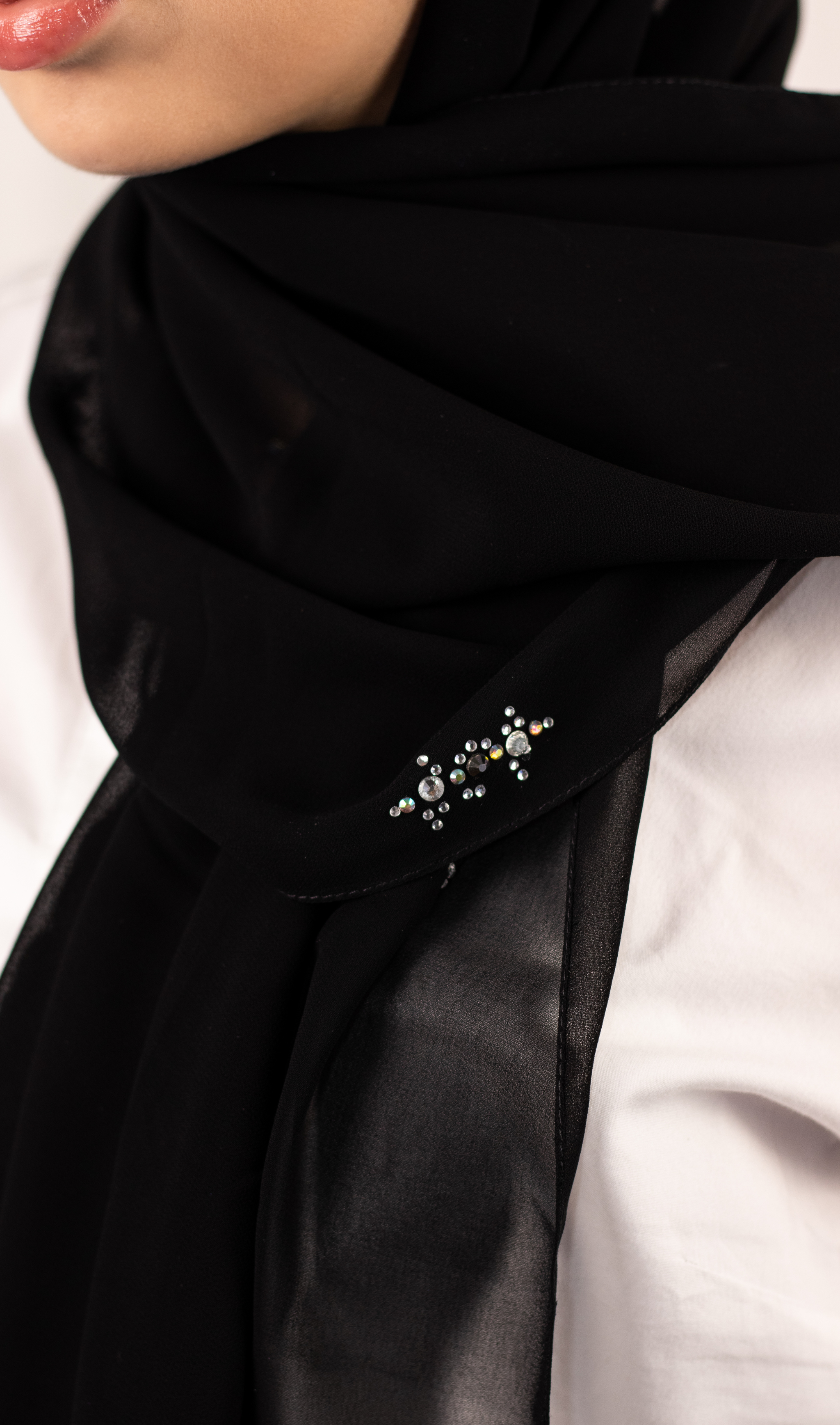 Premium Chiffon With Swarovski Beads