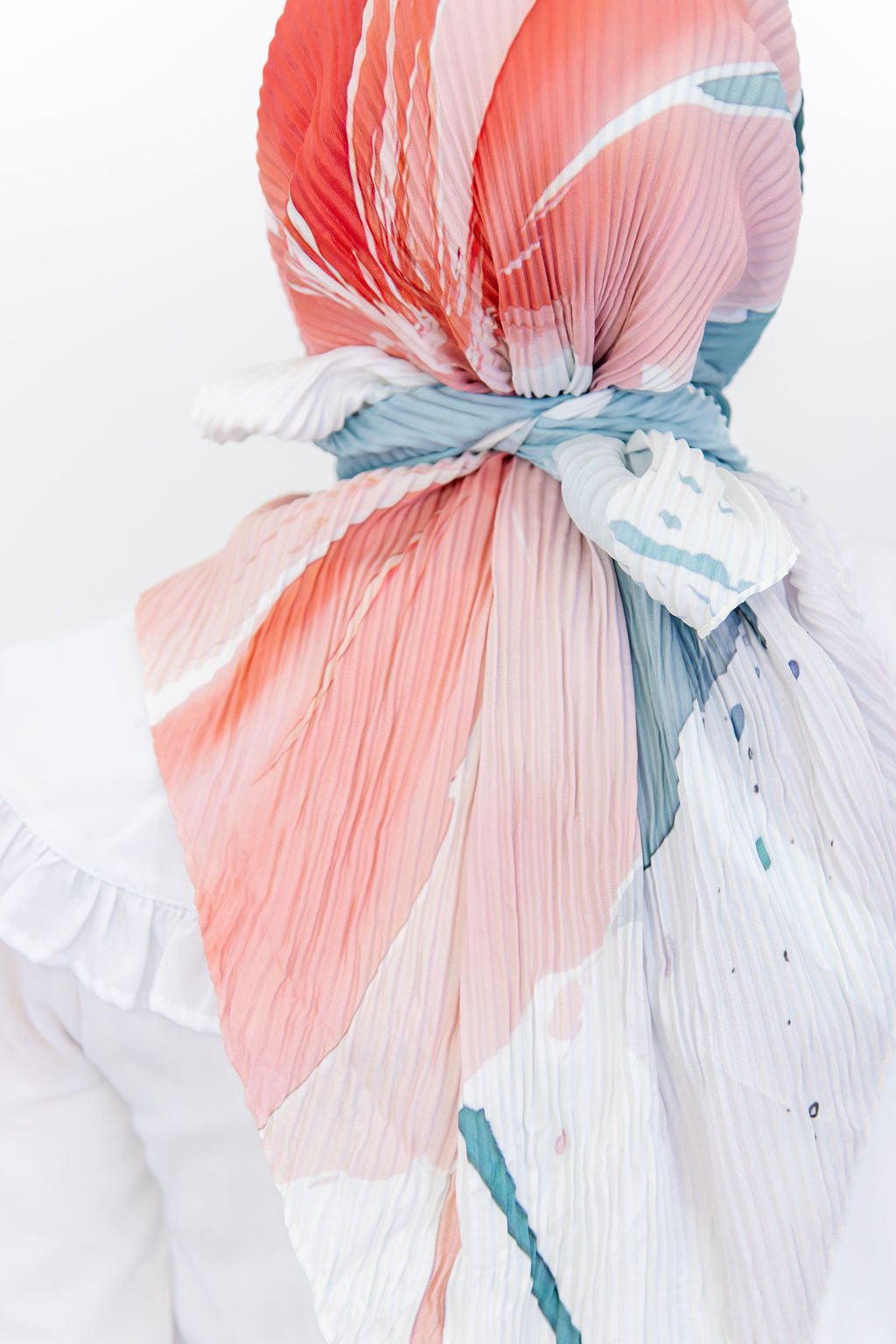Pleated Satin Square Scarf