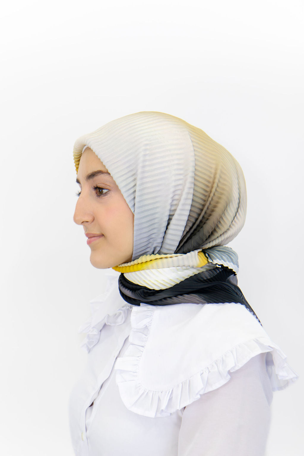 Pleated Satin Square Scarf