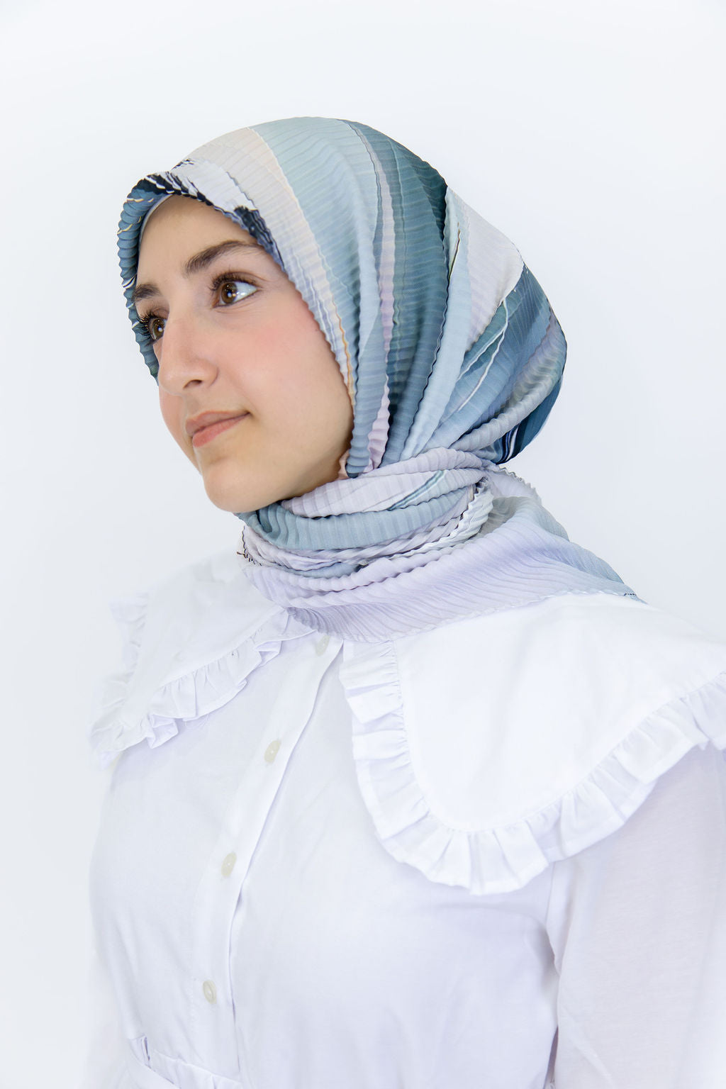 Pleated Satin Square Scarf