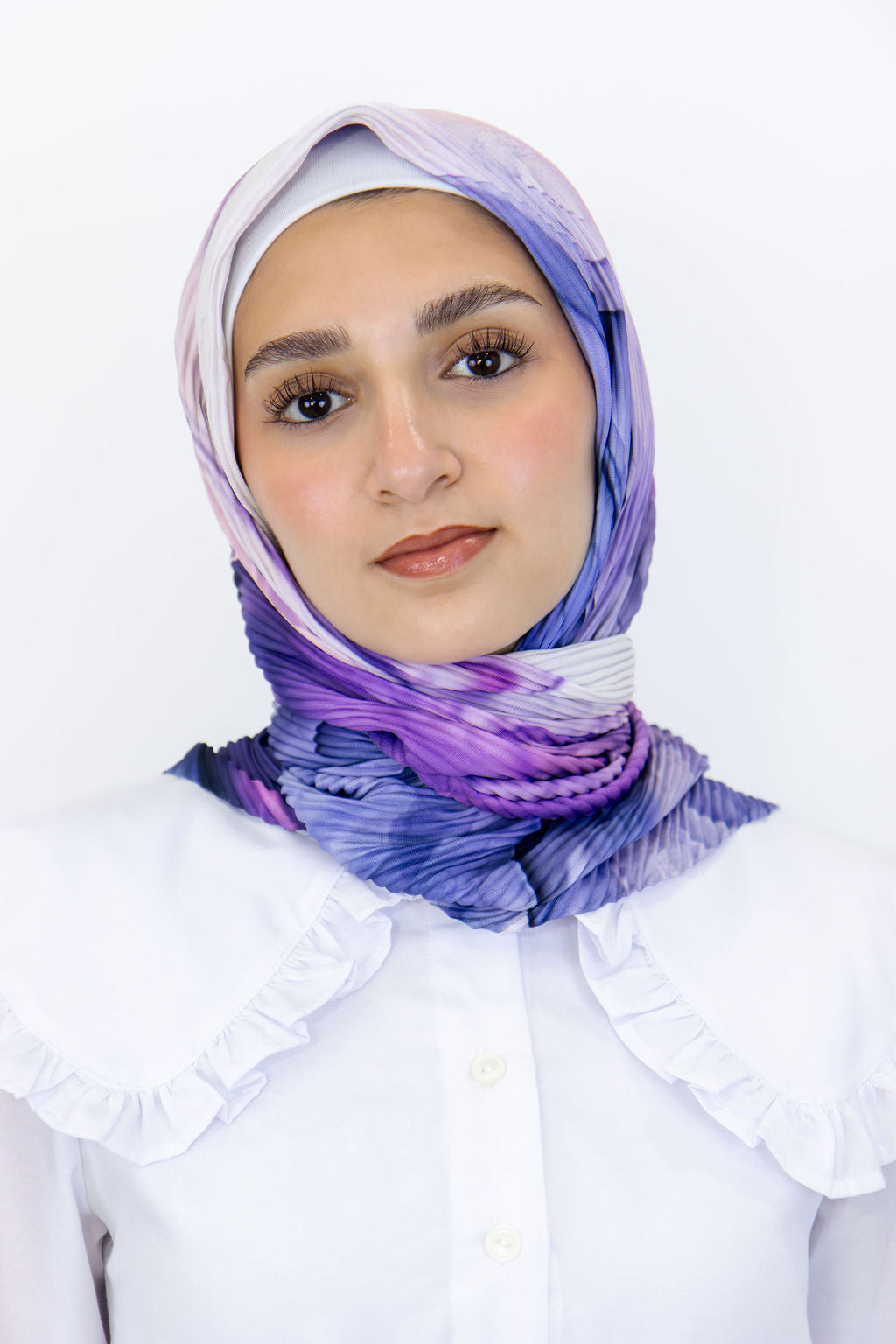Pleated Satin Square Scarf