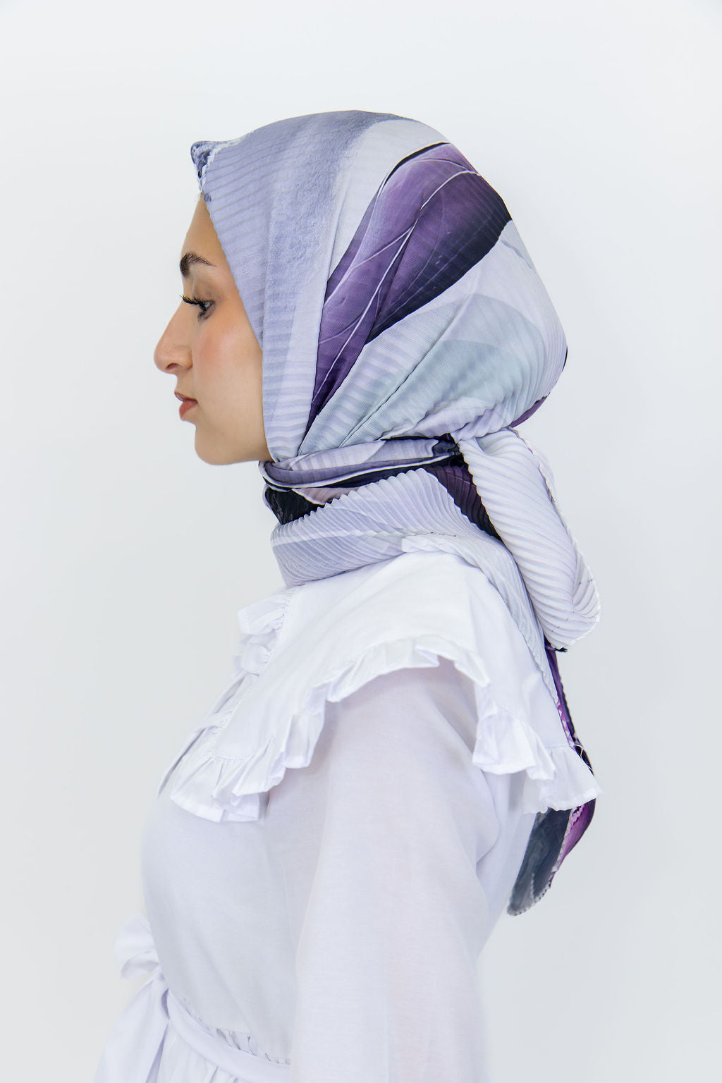Pleated Satin Square Scarf