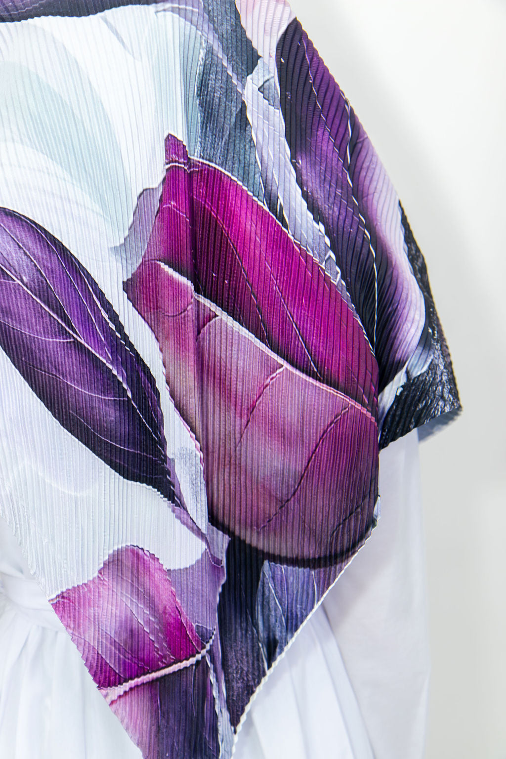 Pleated Satin Square Scarf
