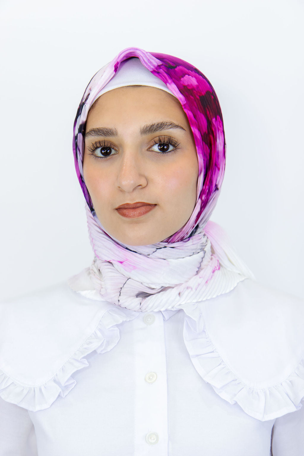 Pleated Satin Square Scarf
