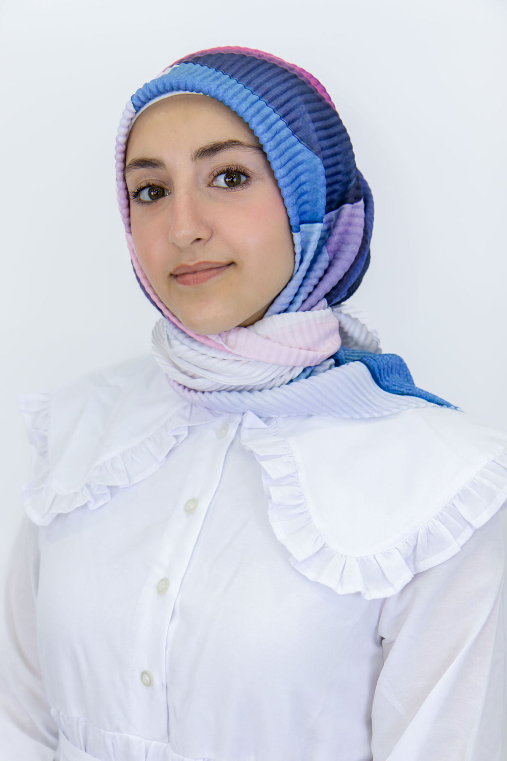 Pleated Satin Square Scarf
