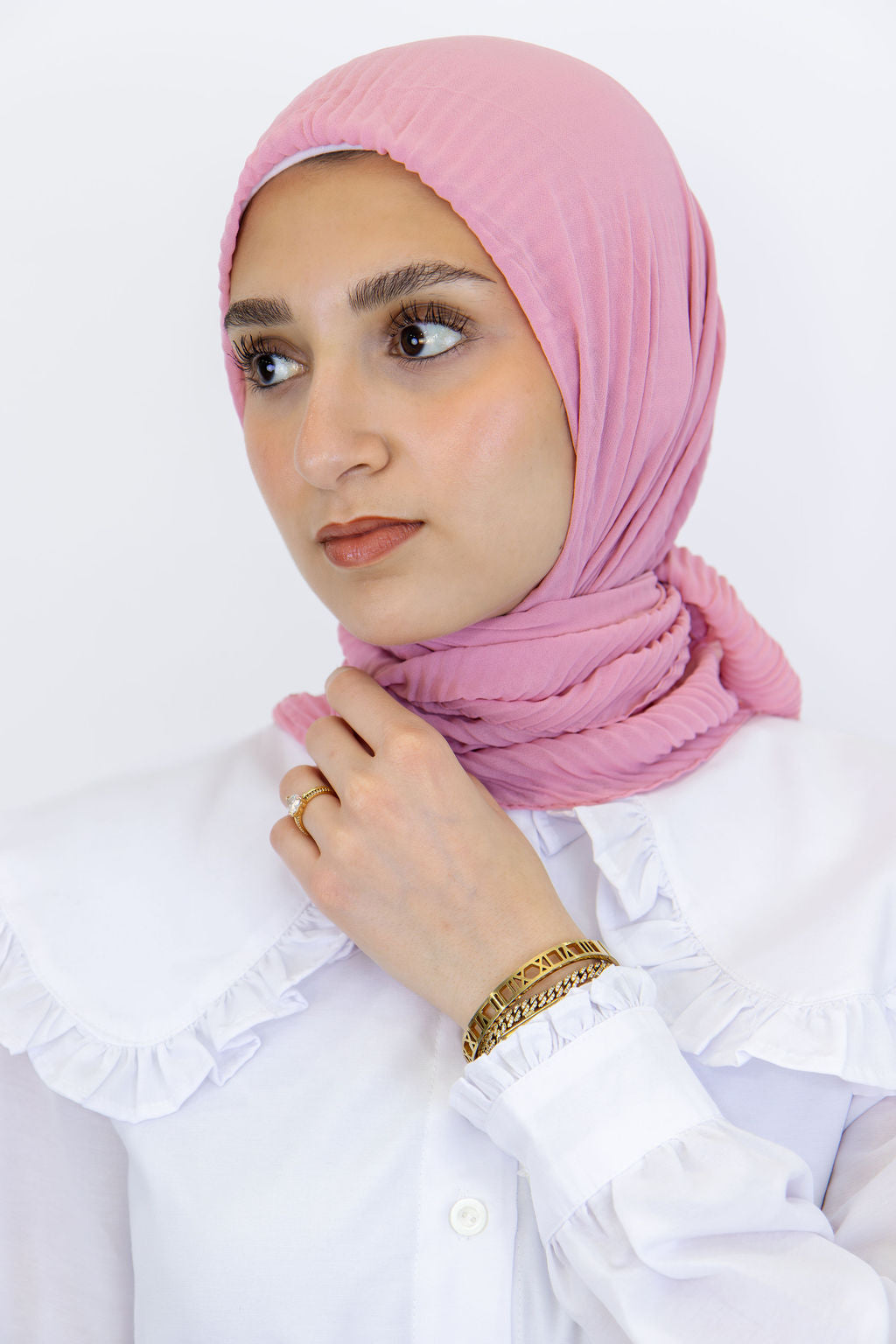 Pleated Chiffon Square Scarf