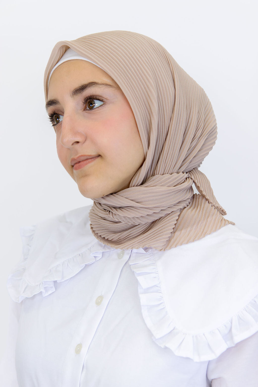 Pleated Chiffon Square Scarf