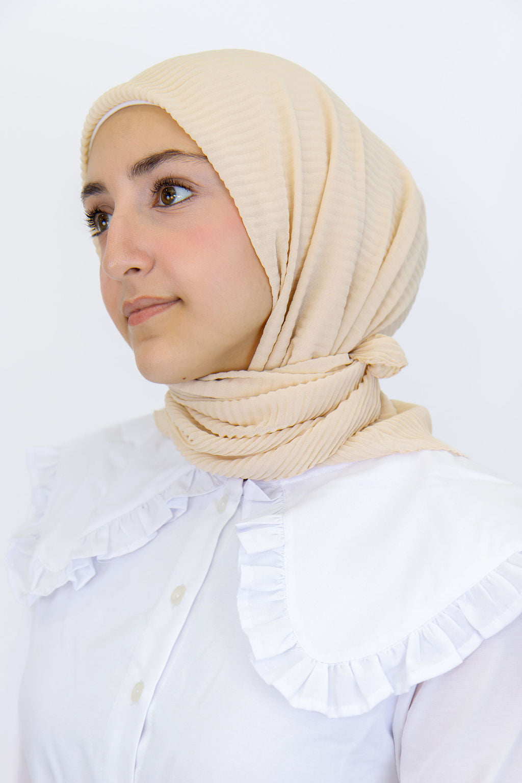 Pleated Chiffon Square Scarf