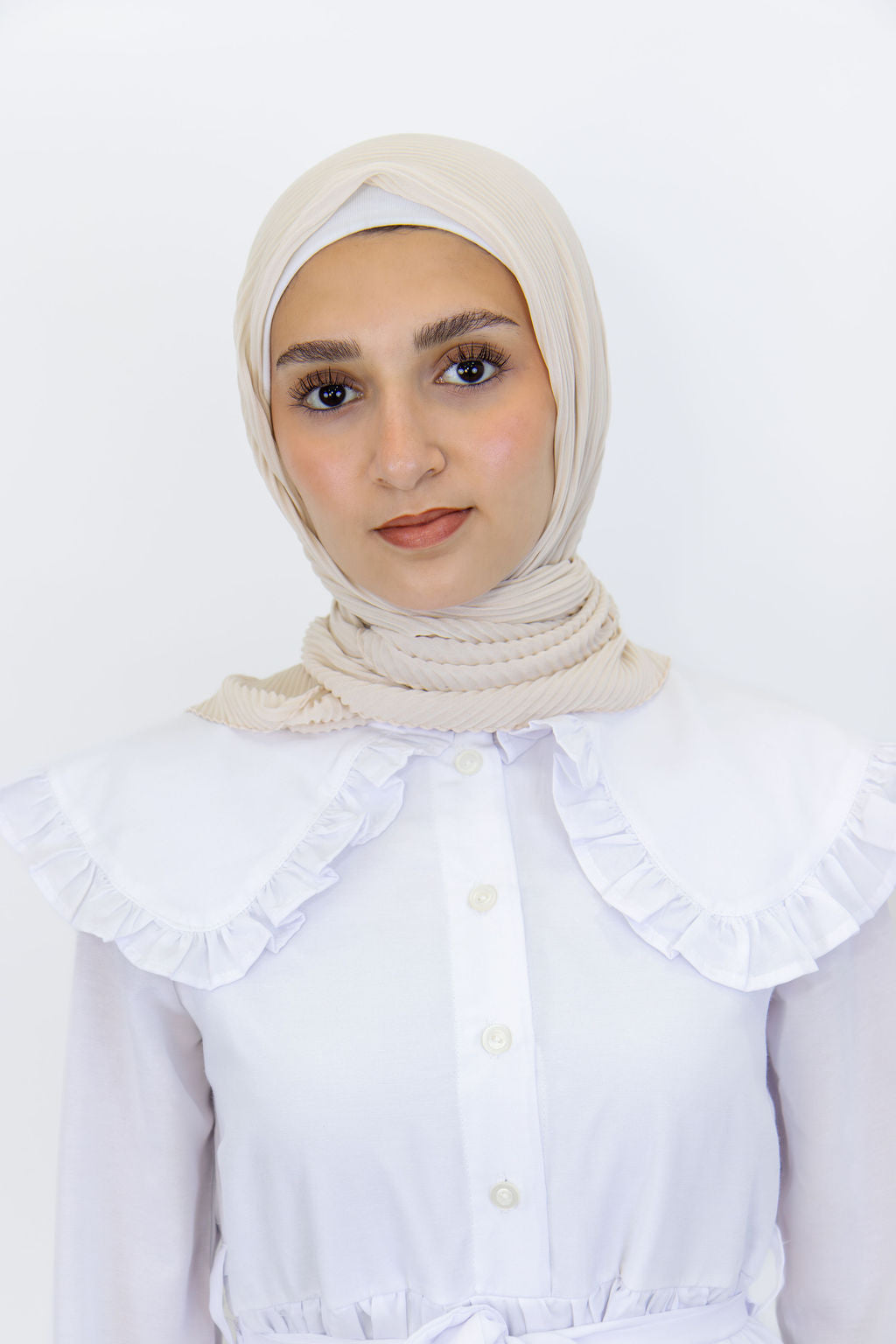 Pleated Chiffon Square Scarf