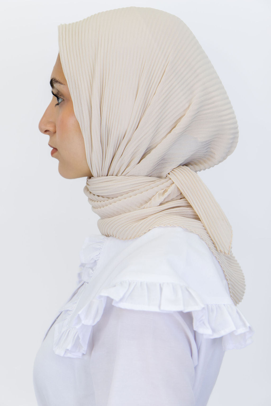 Pleated Chiffon Square Scarf