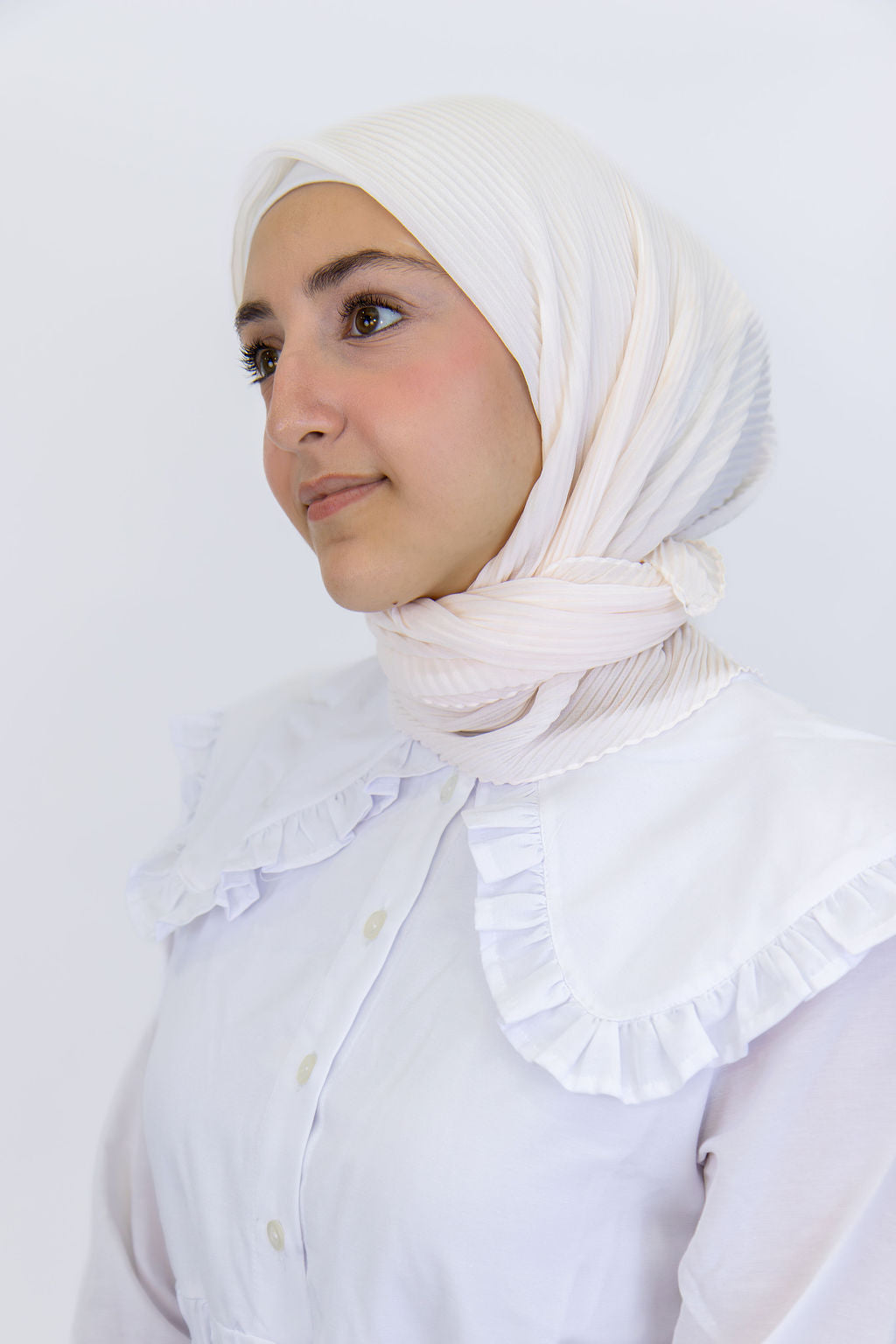 Pleated Chiffon Square Scarf