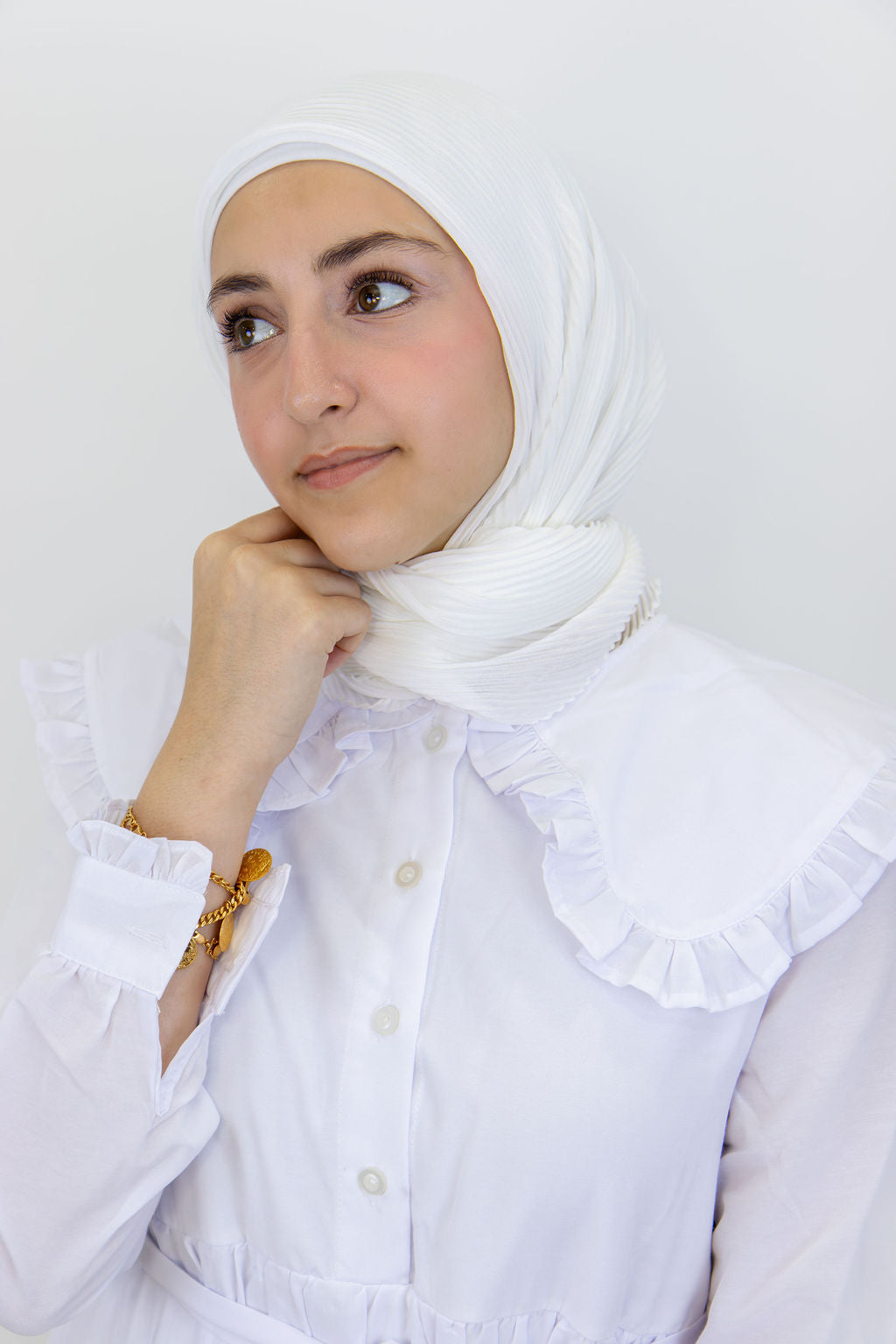 Pleated Chiffon Square Scarf