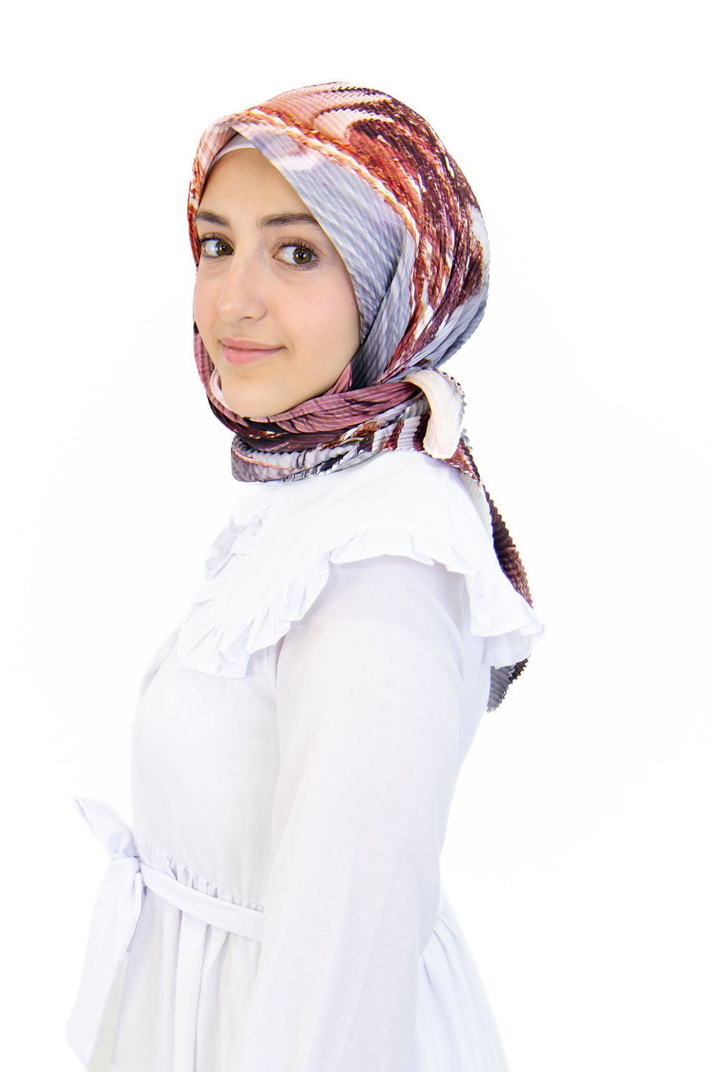Pleated Satin Square Scarf