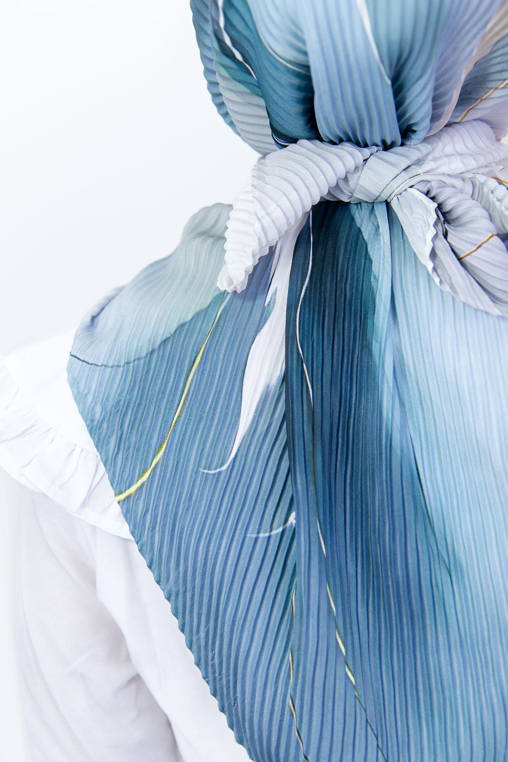 Pleated Satin Square Scarf