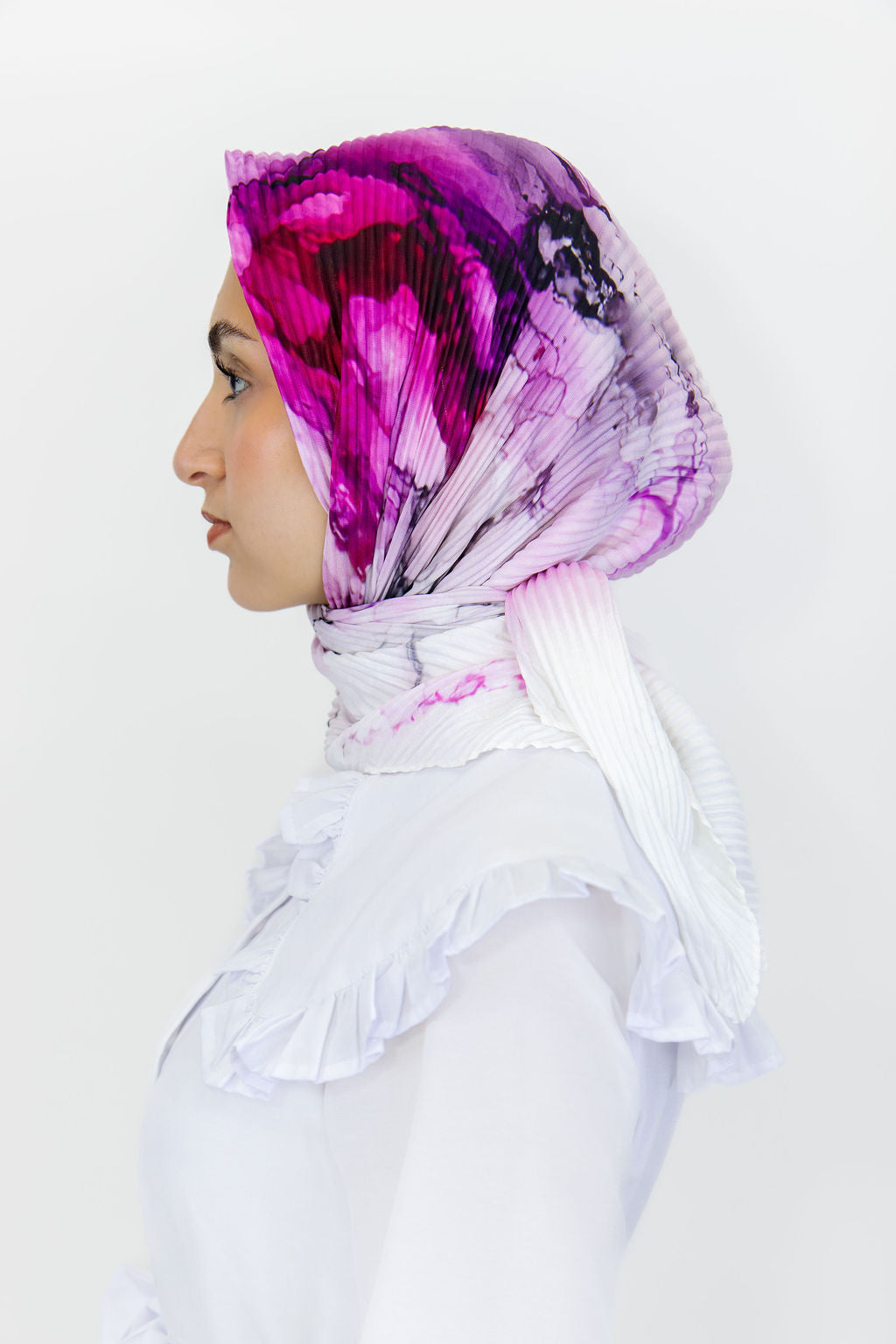 Pleated Satin Square Scarf