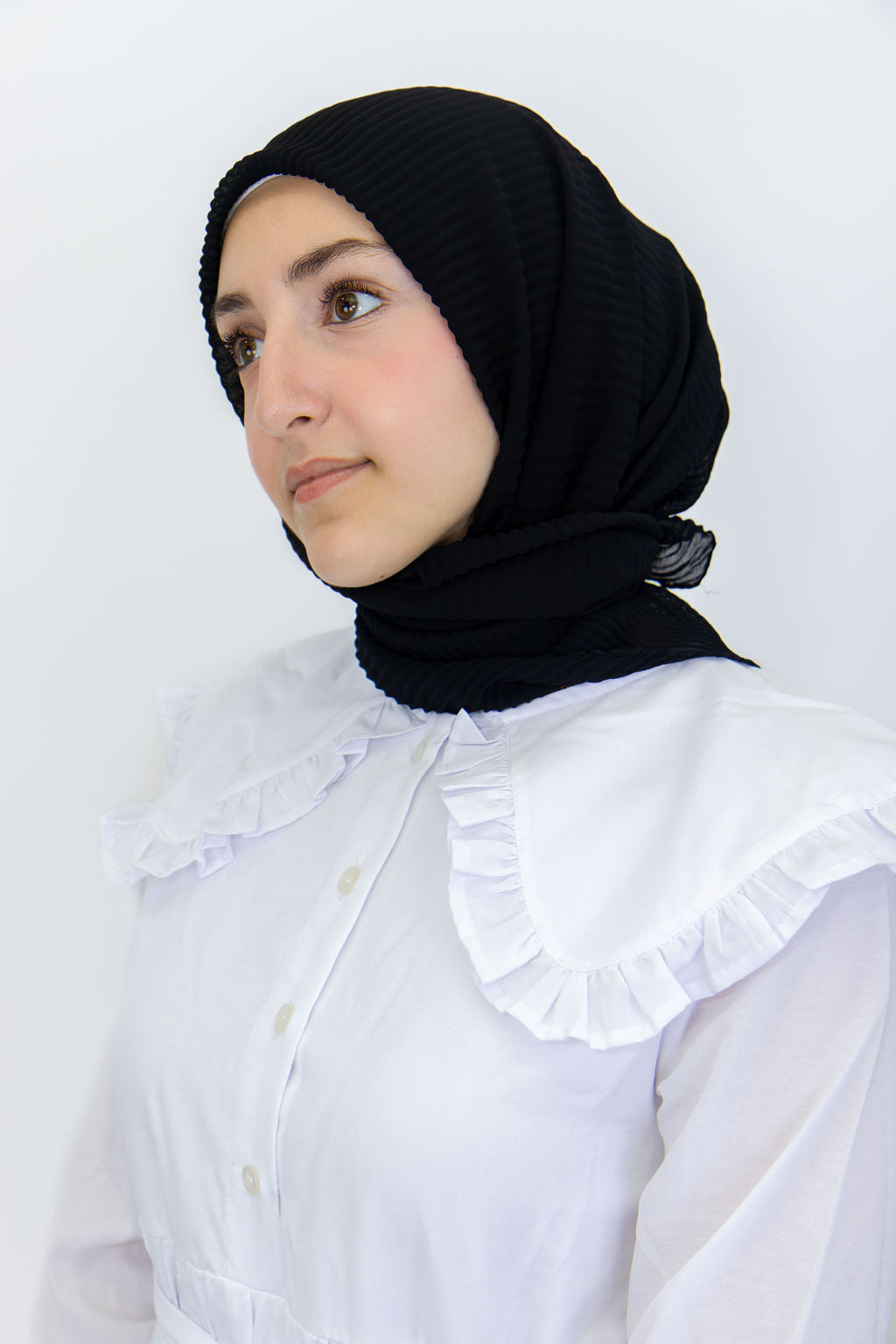 Pleated Chiffon Square Scarf